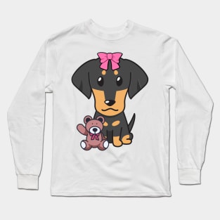 Cute dachshund holds a teddy bear Long Sleeve T-Shirt